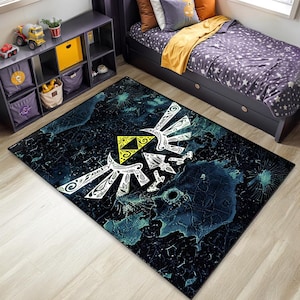 Alfombra Zelda - Alfombra temática de La Leyenda de Zelda, lavable, ideal para niños, ideal como regalo para sala de juegos, lavable a máquina a 30 °C.