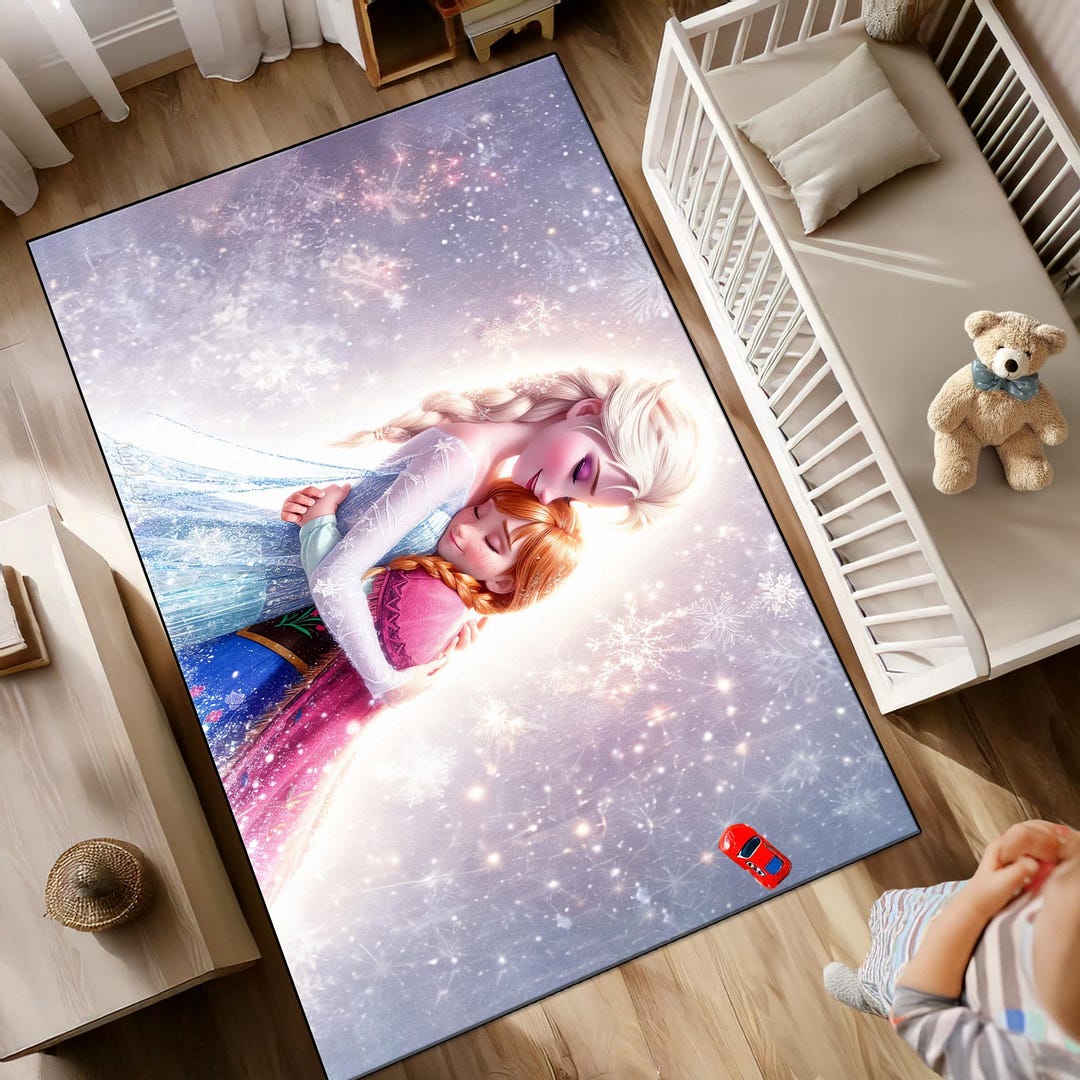 Elsa Rug: Personalized Frozen Cartoon Kids Room Decor - Etsy