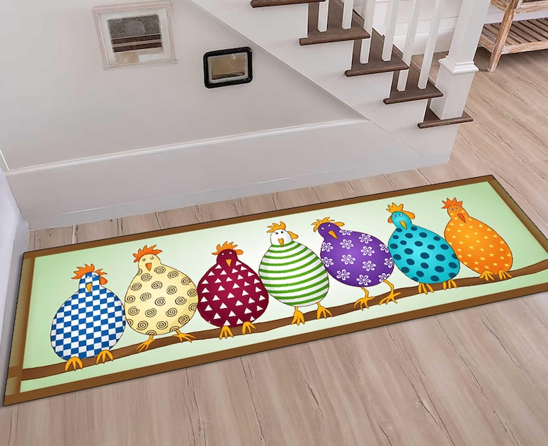 Chicken Kitchen Rug Chicken Kitchen Runner Rug Washable Nonslip Accent Rug, Modern Home ...