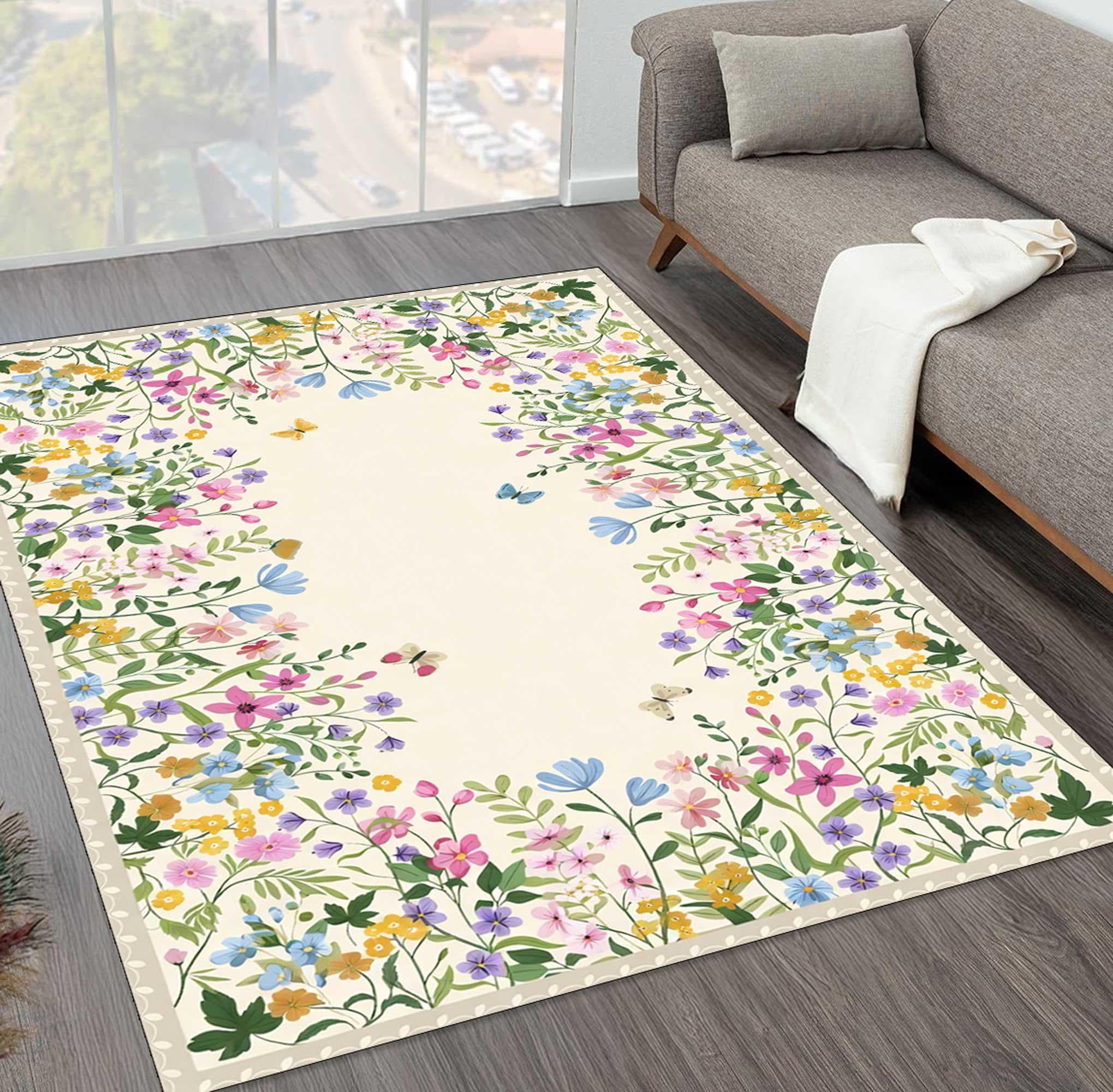 Posh Rug Designs Boho Chic Elegance Floral Rug, Turkish Modern Unique Rug, Washable Non ...