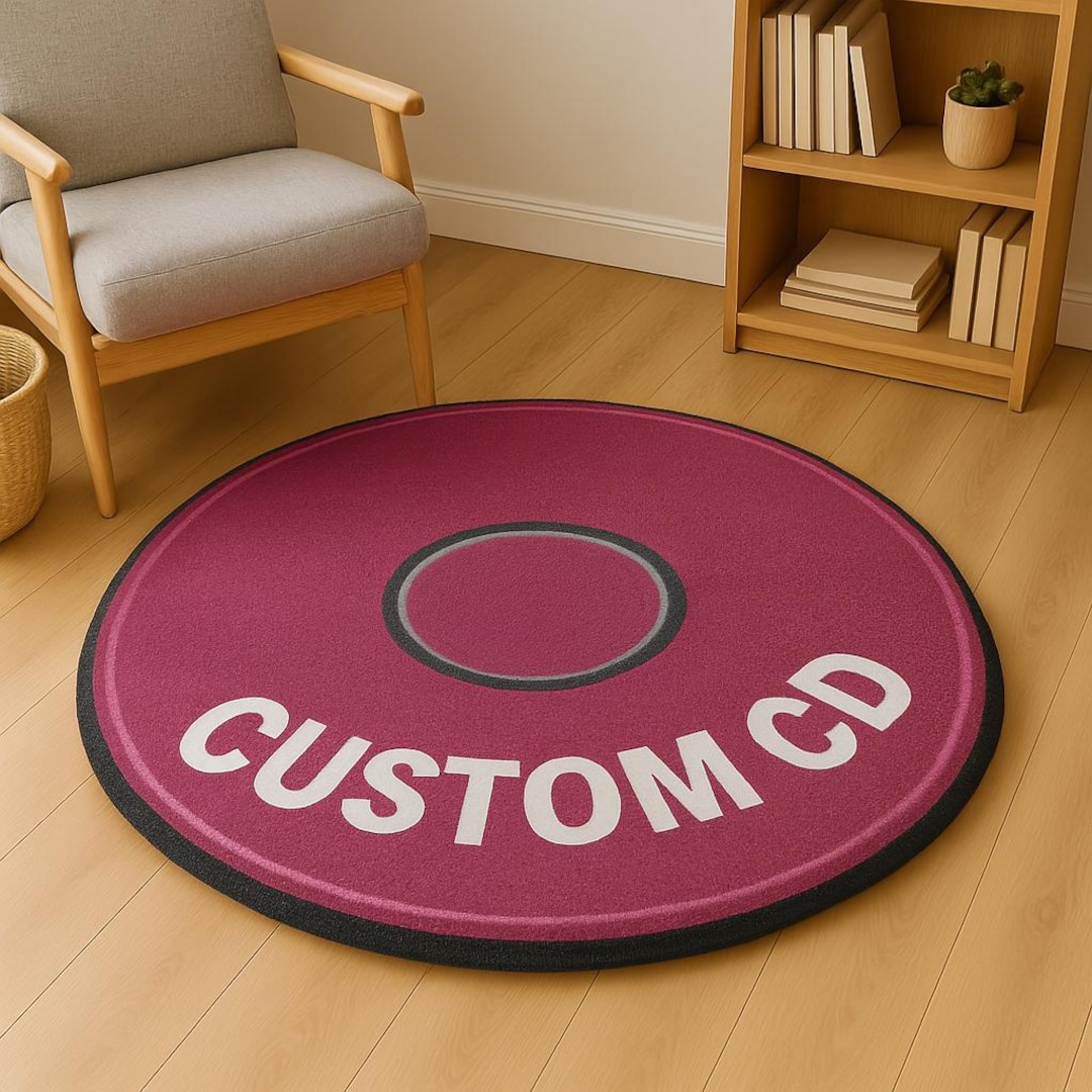 Retro CD Shaped Rug: Custom Vinyl Record Style Floor Mat - Etsy