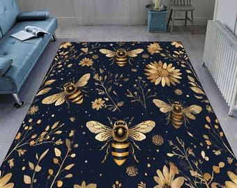 Carpette bourdon : motif floral gothique d'abeille, décoration personnalisée lavable