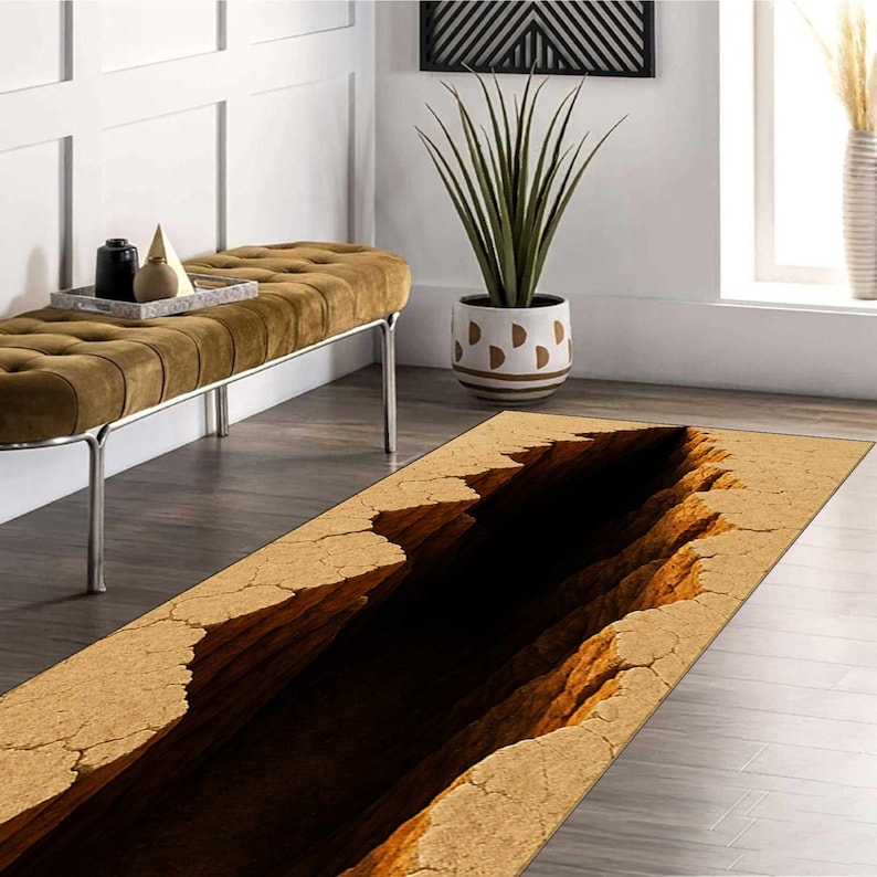 3D Crack Runner Rug, Optical Illusion Hallway Rug,printed Rug - Etsy