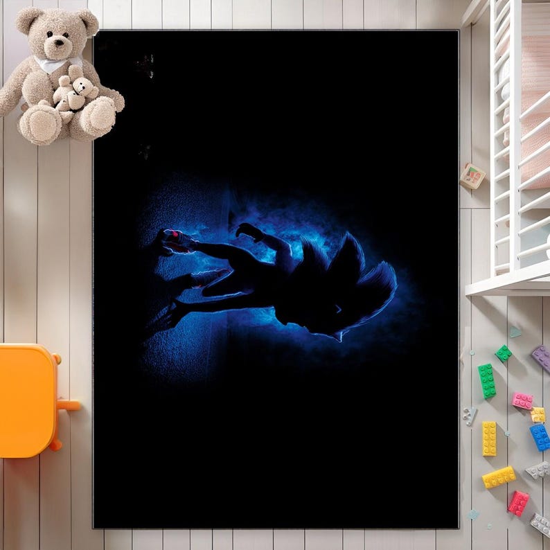 Super Sonic Rug: Kids Gaming Room Decor, Cartoon Floor Mat - Etsy