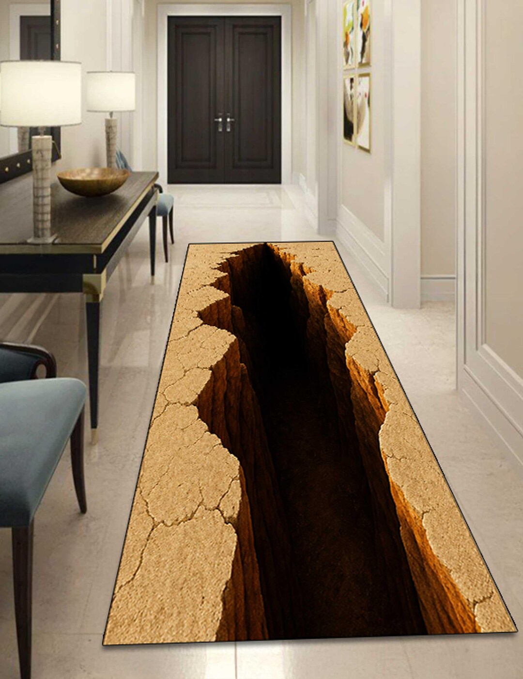 Creak Pattern Rug 3D Crack Runner Rug, Optical Illusion Hallway Rug,printed Rug - Etsy