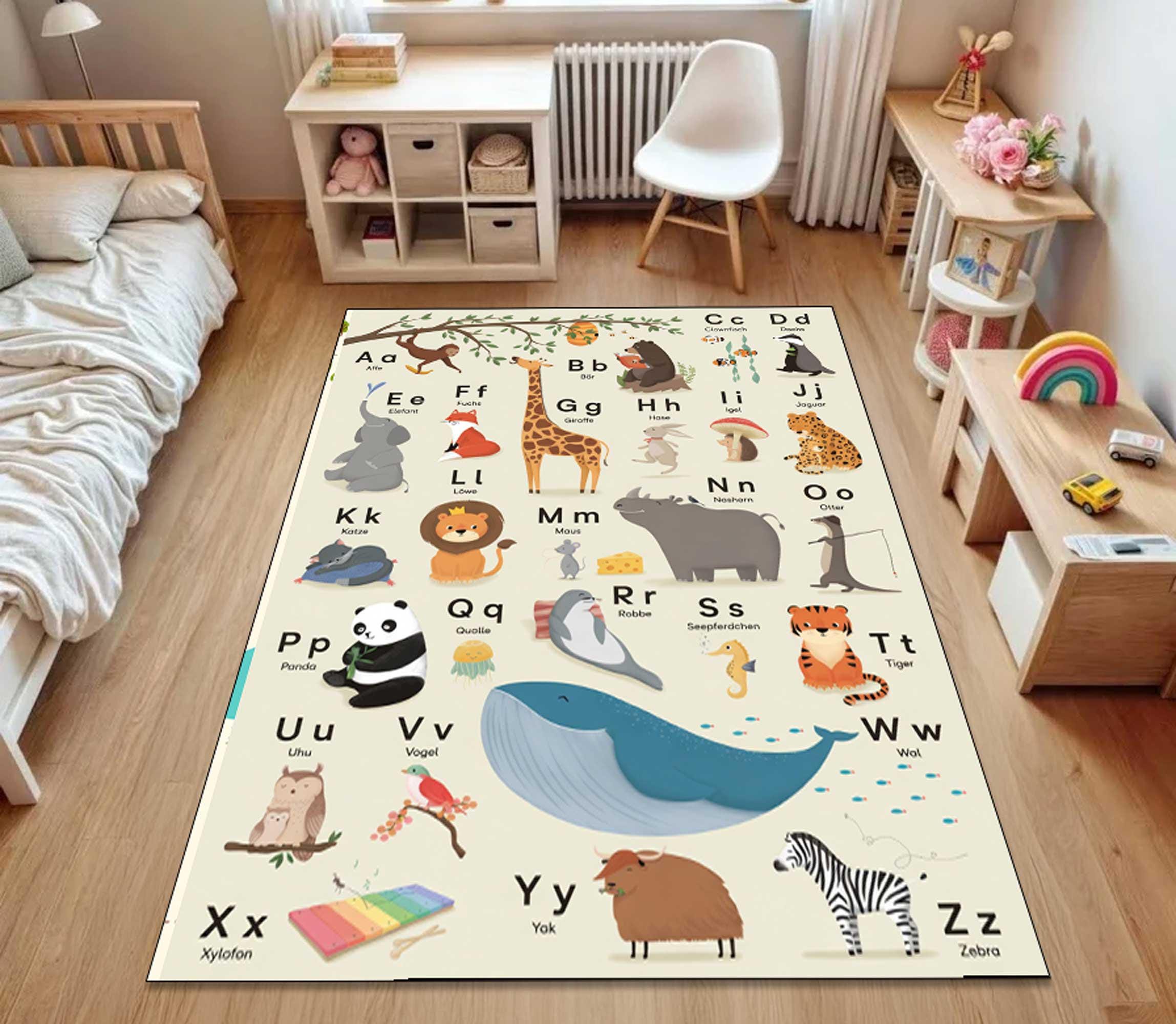 Animal Abc Rug Animal Alphabet Rug Baby Zoo Animals, Educational Nursery Mat,printed ...