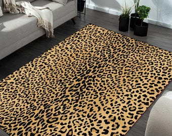 Leopard Print Area Rug–Hand Tufted Wool Carpet,Modern Animal Print Living Room Rug,Luxury Statement Rug,Safari Style Home Decor,printed rug