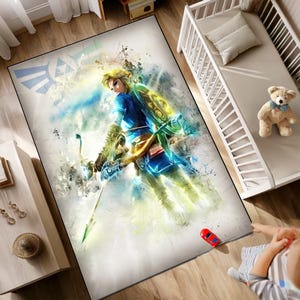 Zelda Rug - The Legend of Zelda Area Rug, Washable Kids Decor - Majora's Mask, Ocarina, Ganondorf & Midna, 30C Safe