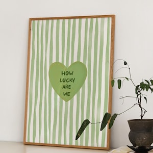 Póster de amor con cita impresa con rayas rosas y verdes de los años 70, póster retro vintage, arte de pared moderno, impresión estética, arte de pared de dormitorio de verano digital