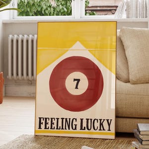 Vintage 7 poolbalprint, retro handgetekende muurkunst, trendy barwagenposter, Marlboro-luciferboek esthetische print appartement digitale download