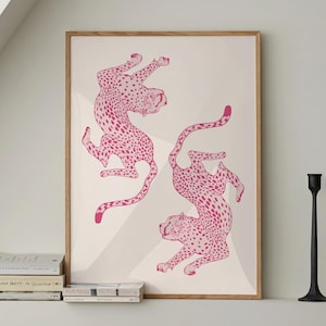 pink Cheetah Print, Trendy Wall Art, pink Leopard Poster, Preppy Room Decor, Apartment Aesthetic, maximalist Retro Funky Y2K Digital Print