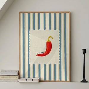 Chili Print Küche Gewürz Wand Kunst Druck Trendy Retro You're Hot Print Küche grüne Streifen Kunst Wand Dekor Wohnung Dekor Digital Download