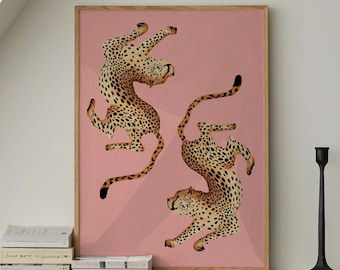 Pink Cheetah Print, Retro Funky Y2K Wall Art (Digital Print)