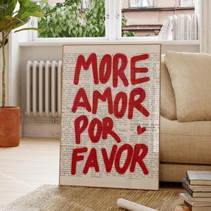 Póster Amore Love, póster retro vintage de los años 70, arte de pared rojo, impresión estética de moda, póster de decoración de dopamina con impresión de cita, arte de pared de dormitorio