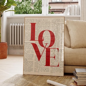 Póster de amor, póster retro vintage de los años 70, arte de pared psicodélico rojo, impresión estética de moda, póster de carta de amor de alma gemela, arte de pared para dormitorio