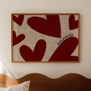 Póster de amor con cita impresa en rojo de los años 70, póster retro vintage, arte de pared moderno, estético, imprimible, periódico, arte de pared para dormitorio, descarga digital