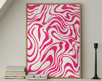Hot Pink Abstract Art Print: Minimalist Psychedelic Wall Decor (Digital Download)