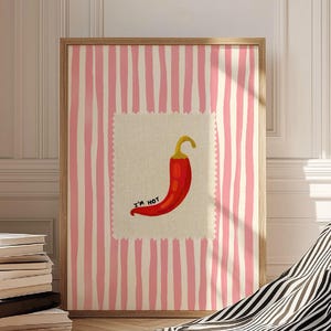 Chili Print Kitchen Spice Wall Art Print Trendy Retro You&#39;re Hot Print Kitchen Chilli Pepper Art Wall Decor Apartment Decor Digital Download