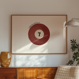 Vintage 7 Pool Ball Print, Retro Hand-Drawn Wall Art, Trendy Bar Cart Poster, Black and White Aesthetic Print for Apartment Digital Download