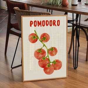 Retro Tomato Print, Digital Download, Trendy Tomato Poster, aesthetic Kitchen Poster, Vegetable Art Print, Kitchen Decor, Printable Wall Art