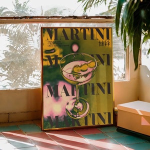 Martini Imprimir Cóctel Retro Cartel Alcohol Cartel Bar Carro Impresiones Arte minimalista impresiones vintage Galería de moda Arte de pared Descarga digital