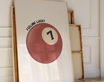 Retro Pool Ball Print, Trendy Wall Art (Digital Download)