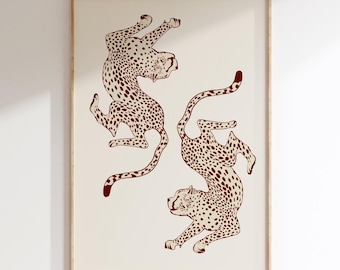Estampado de guepardo, estética retro del año 2000, arte mural animal (descarga digital)