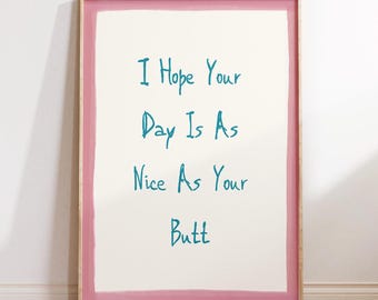 Funny Bathroom Poster: Trendy Pink Typography Art (Digital Download)