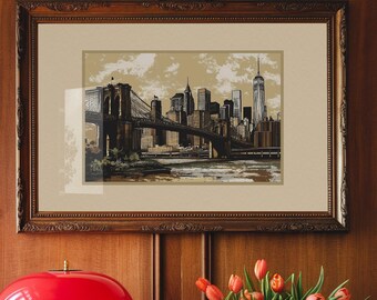 Retro NYC Travel Poster: Black & White New York City Print (Digital Download)