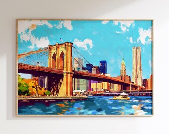 Retro NYC Travel Poster: Modern Farmhouse New York City Wall Art (Digital Download)