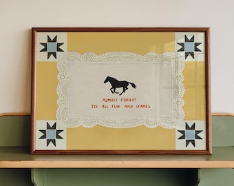 Vintage Horse Print: Hand Drawn Affirmation Quote, Eclectic wall art (Physical)