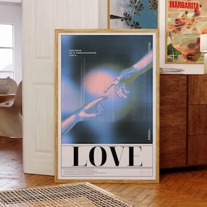 Cartel de arte de amor, arte imprimible, cartel de autoafirmación, arte de pared de aura, impresión digital Y2k, impresiones de arte minimalista, impresión retro estética de los años 70