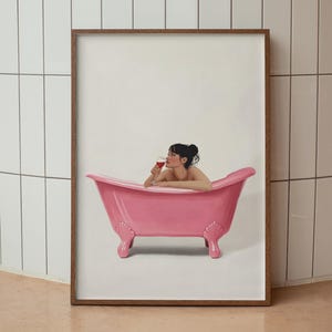 Cute Bathroom Wall Art Funny Bathroom wall art Print Trendy Minimalist pink girly wall art poster wine Bathroom poster Digital Download