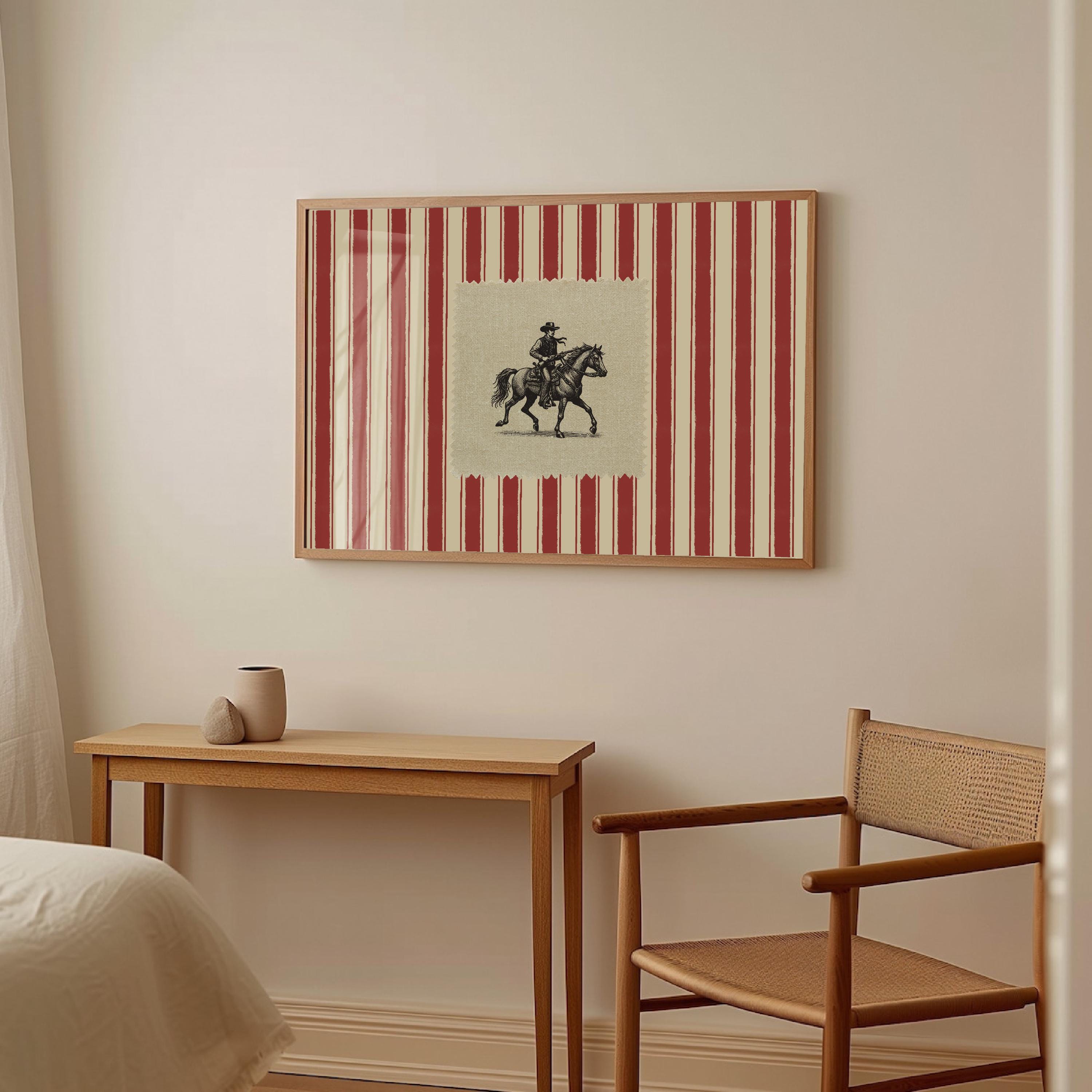 Vintage Striped Rodeo Print Western Bedroom Print Cowboy Wall Art ...