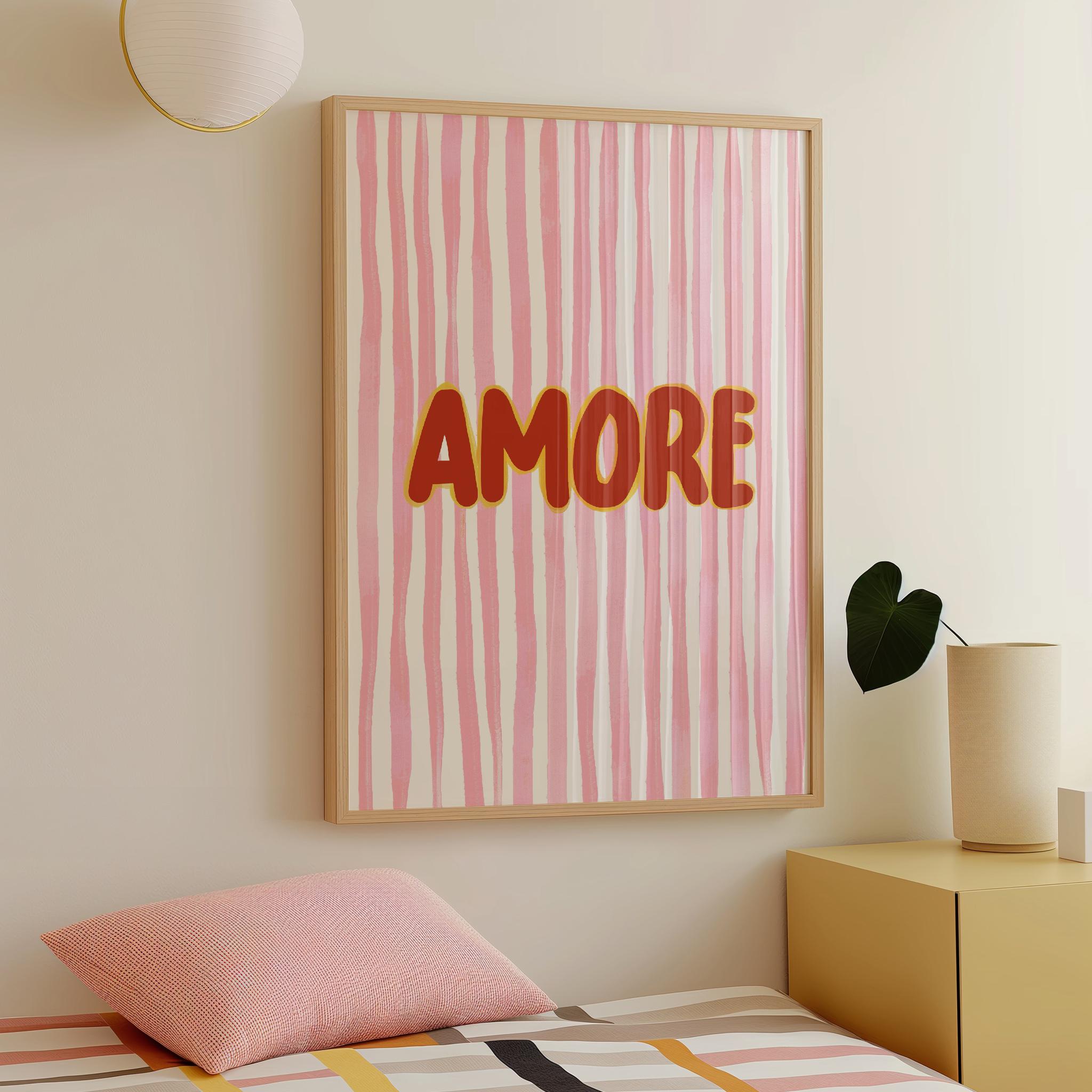 Pink Red Gallery Wall Art Print Set, Retro Dorm Decor (digital
