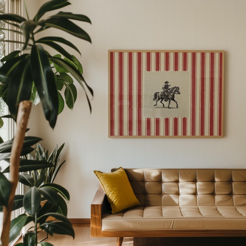 Vintage Striped Rodeo Print Western Bedroom Print Cowboy Wall Art ...