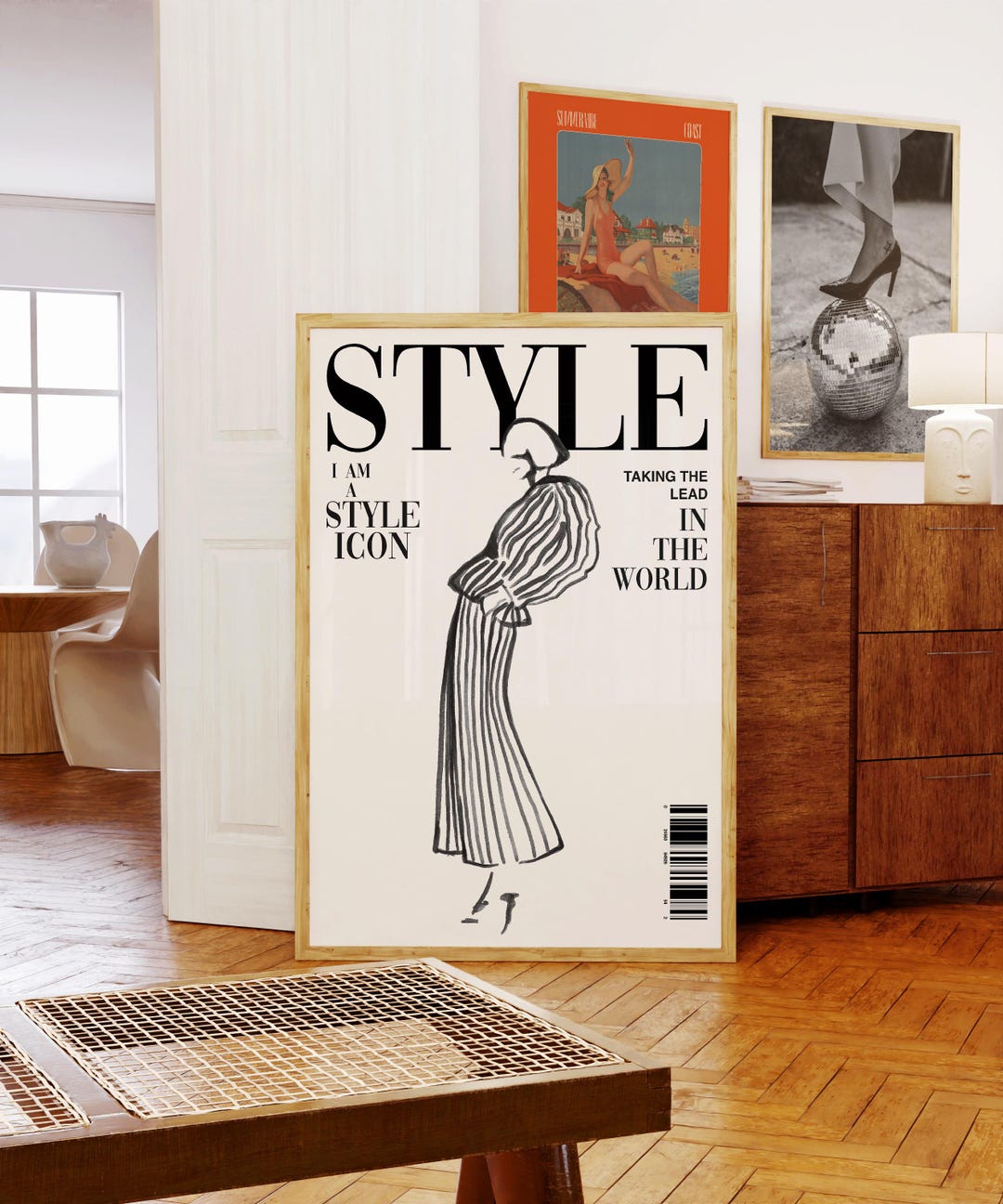 Vintage Vogue Style Magazine Cover Poster, 70s Retro Fashion Print