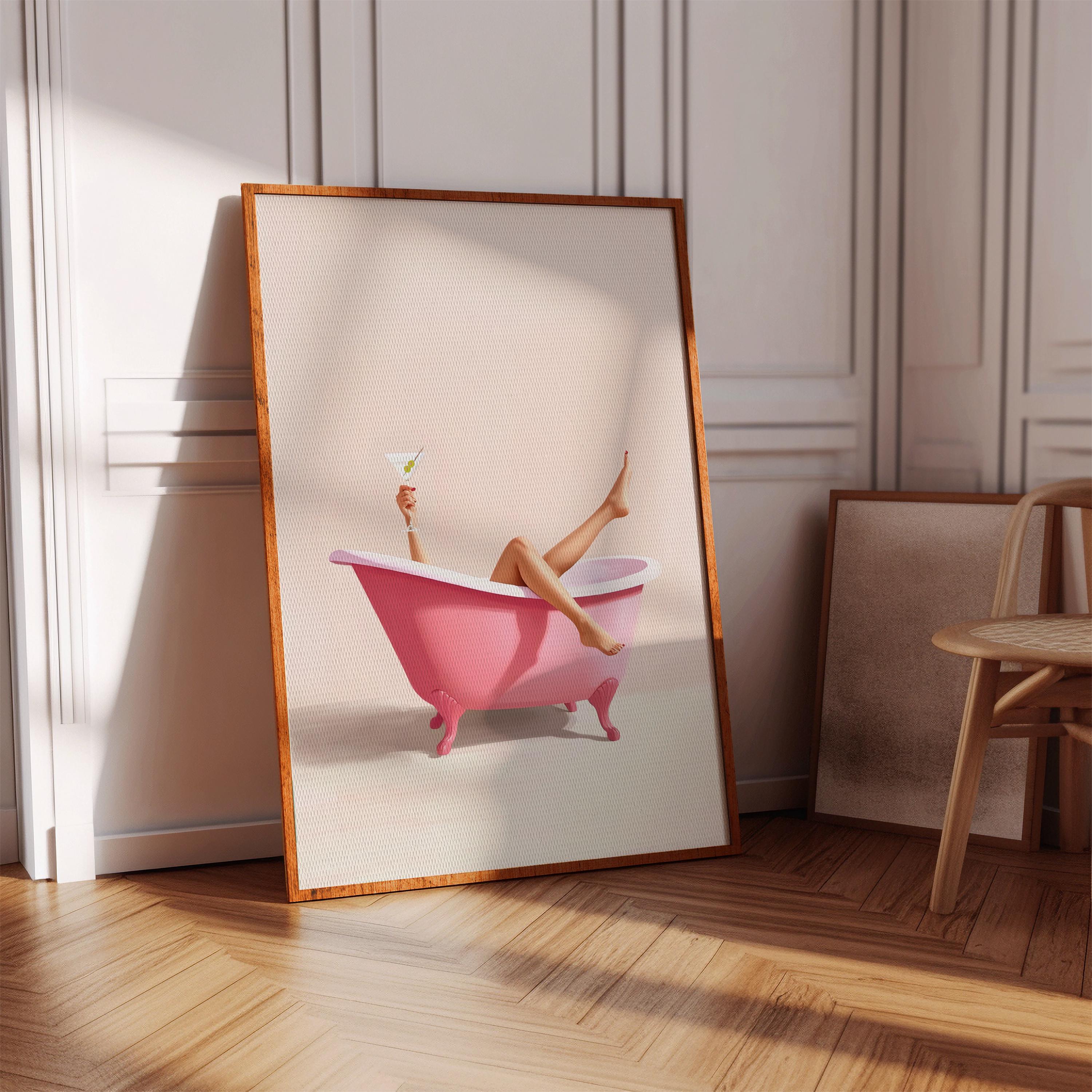 Cute Bathroom Wall Art Funny Bathroom wall art Print Trendy Minimalist pink girly wall art poster martini Bathroom poster Digital Download