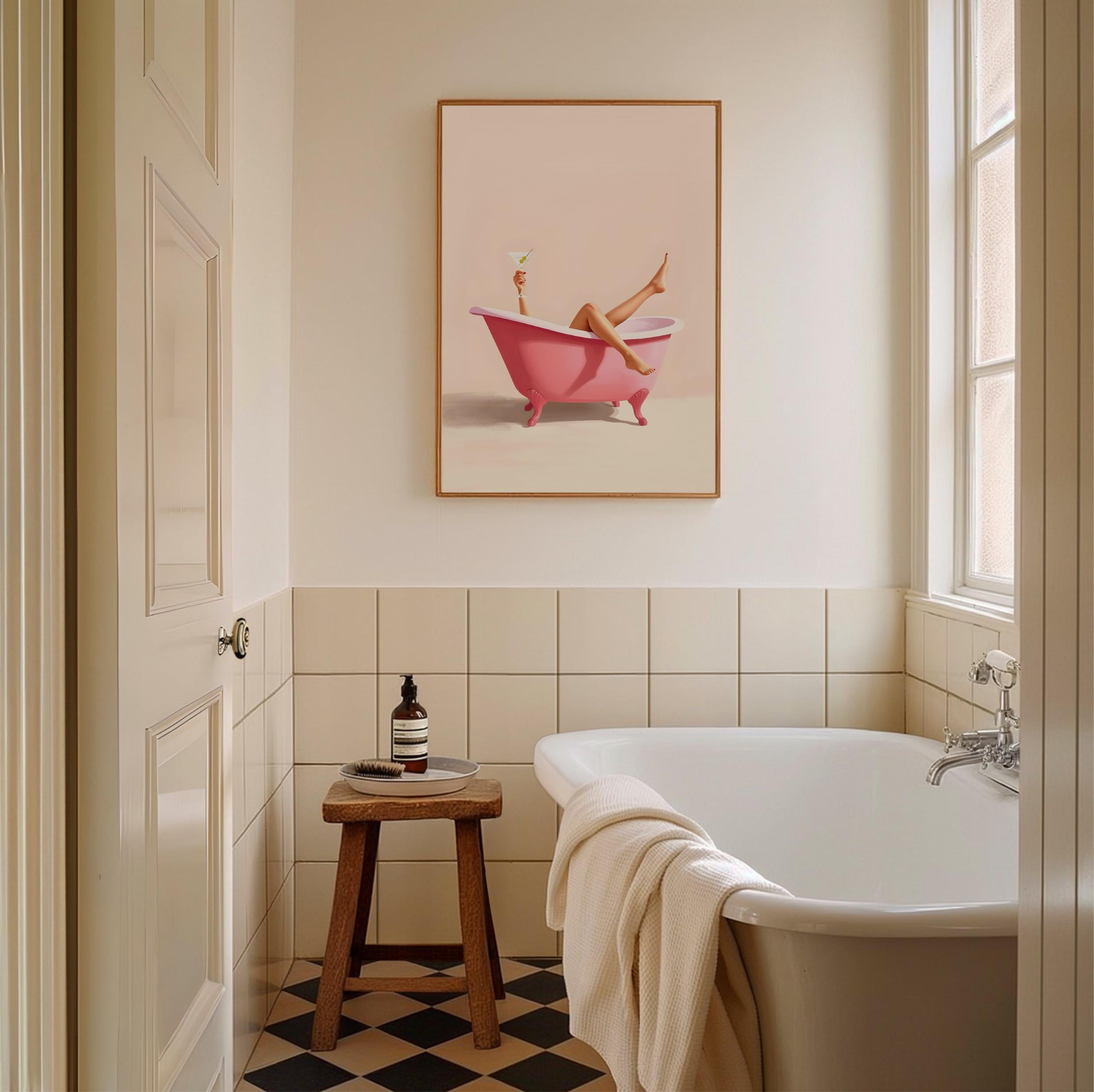 Cute Bathroom Wall Art Funny Bathroom wall art Print Trendy Minimalist pink girly wall art poster martini Bathroom poster Digital Download