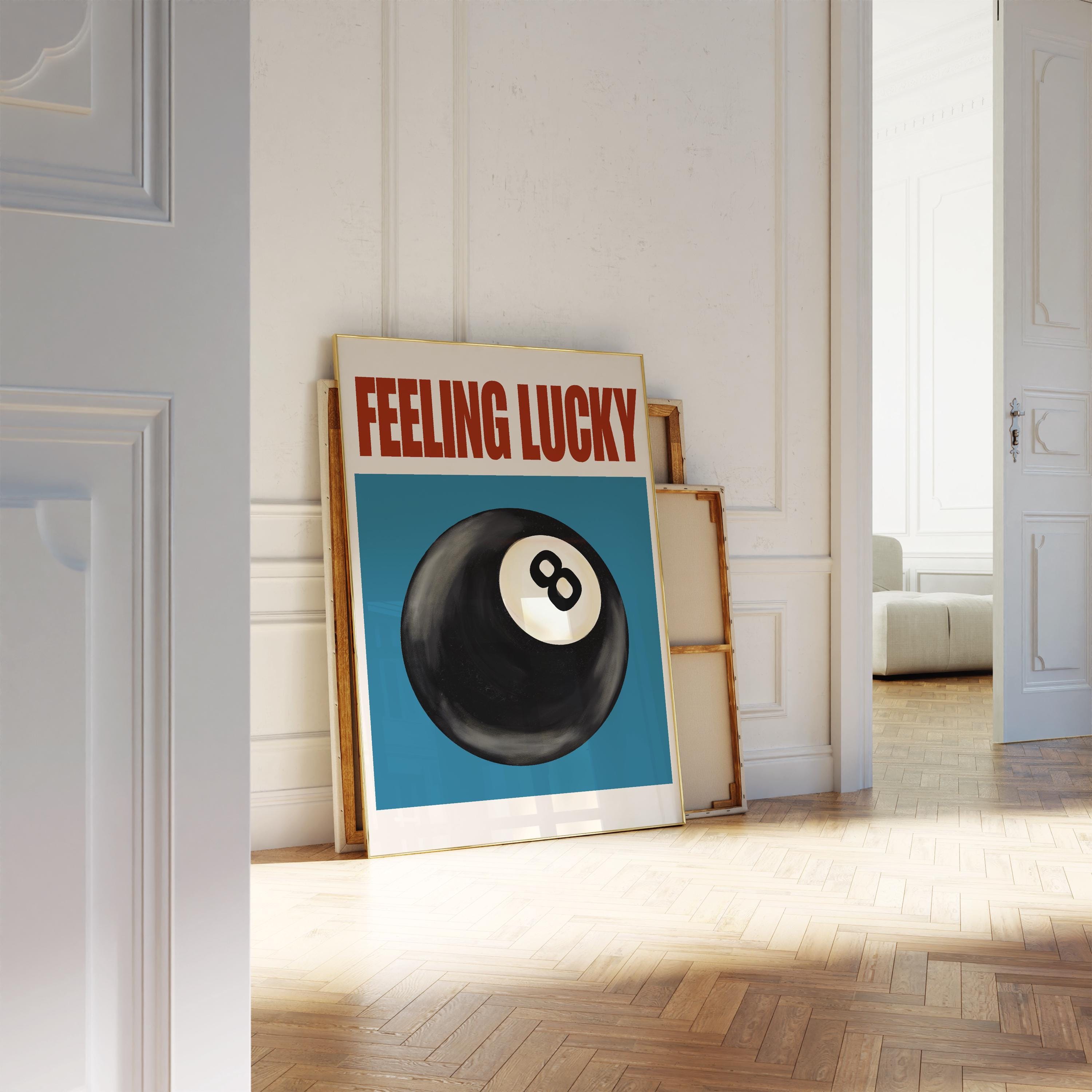 Retro 8 Ball Print, Feeling Lucky, Trendy Wall Art (digital