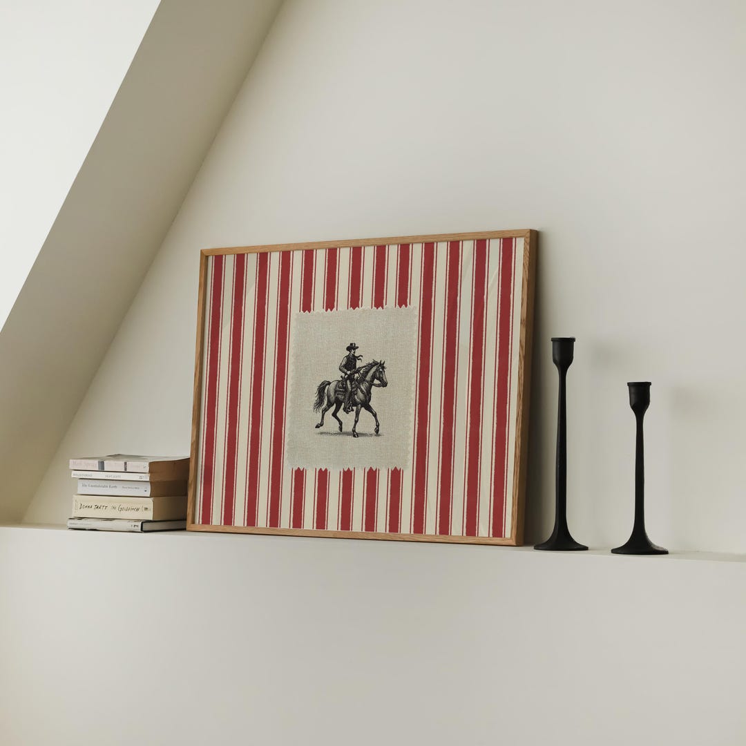 Vintage Striped Rodeo Print Western Bedroom Print Cowboy Wall Art ...