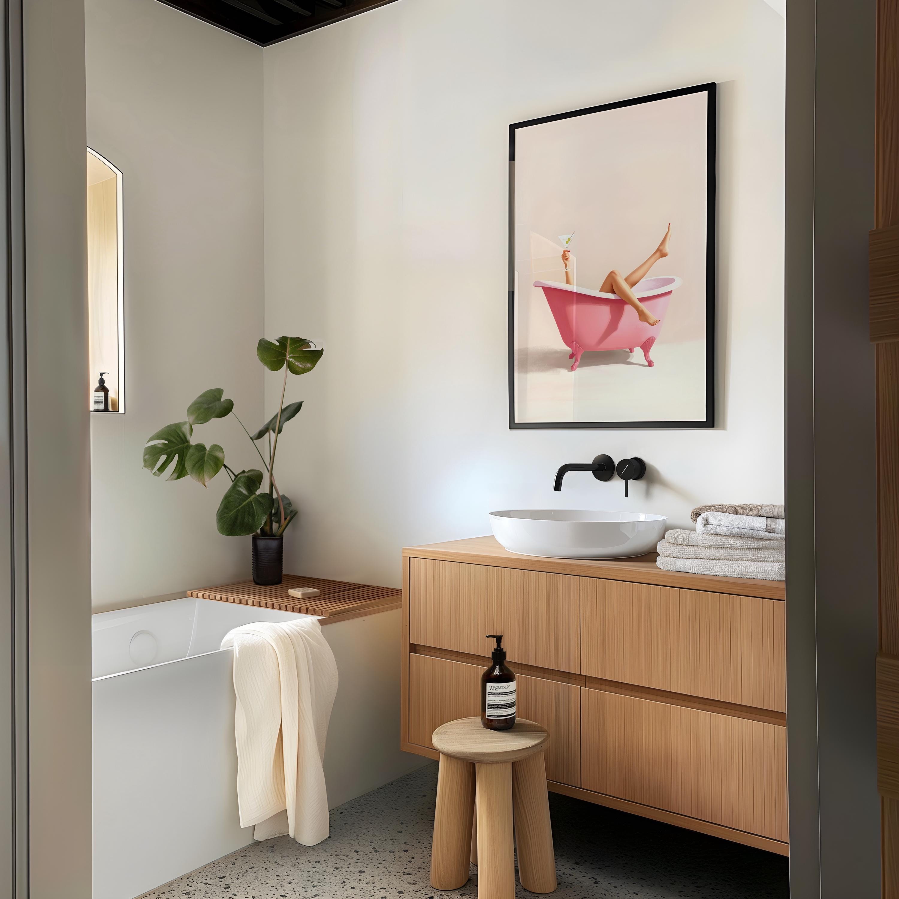 Cute Bathroom Wall Art Funny Bathroom wall art Print Trendy Minimalist pink girly wall art poster martini Bathroom poster Digital Download
