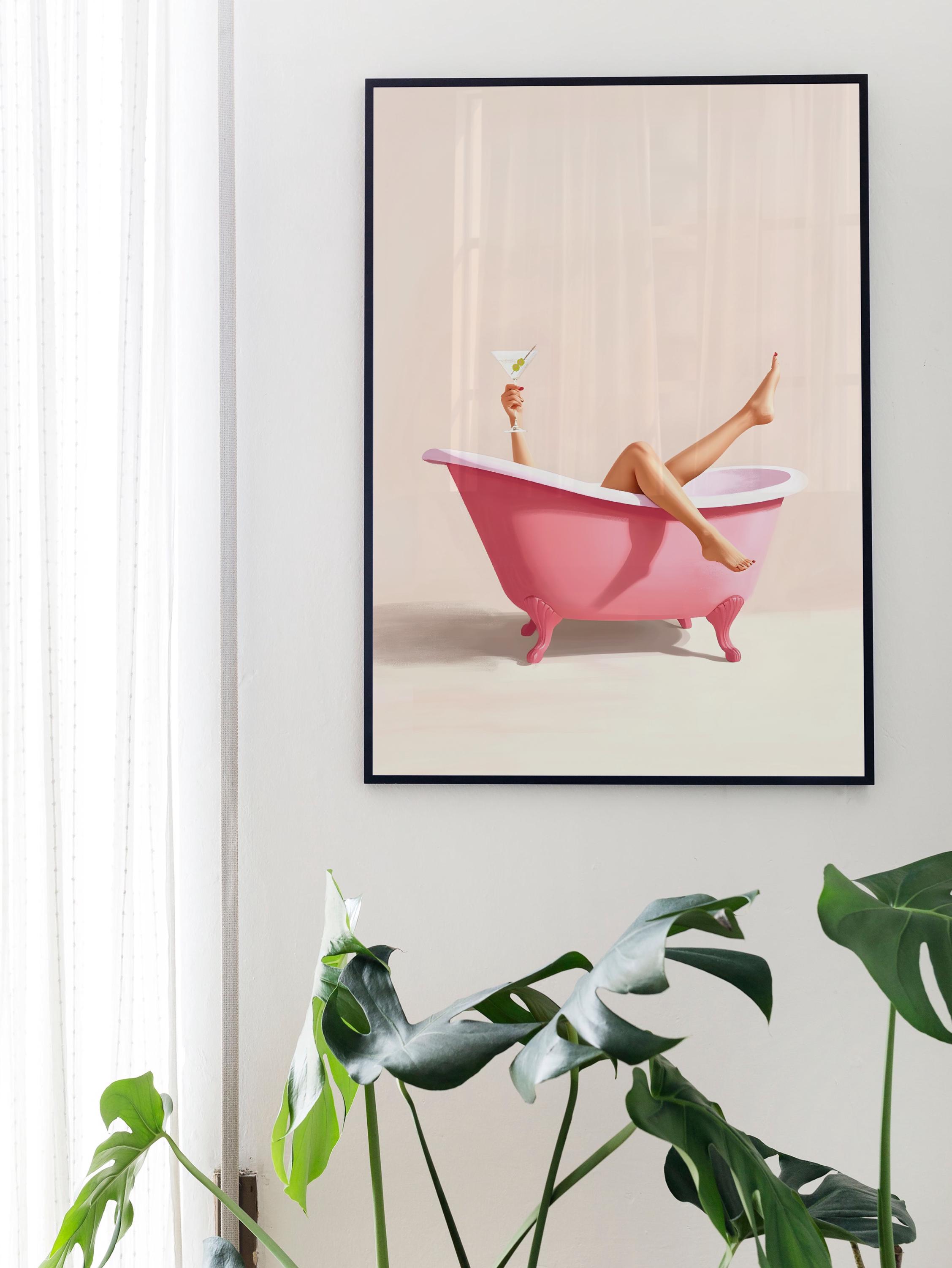 Cute Bathroom Wall Art Funny Bathroom wall art Print Trendy Minimalist pink girly wall art poster martini Bathroom poster Digital Download