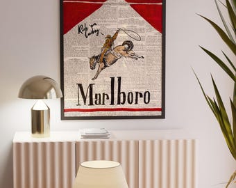 UNSGA Poster decorativo da parete con cowboy occidentale, vintage