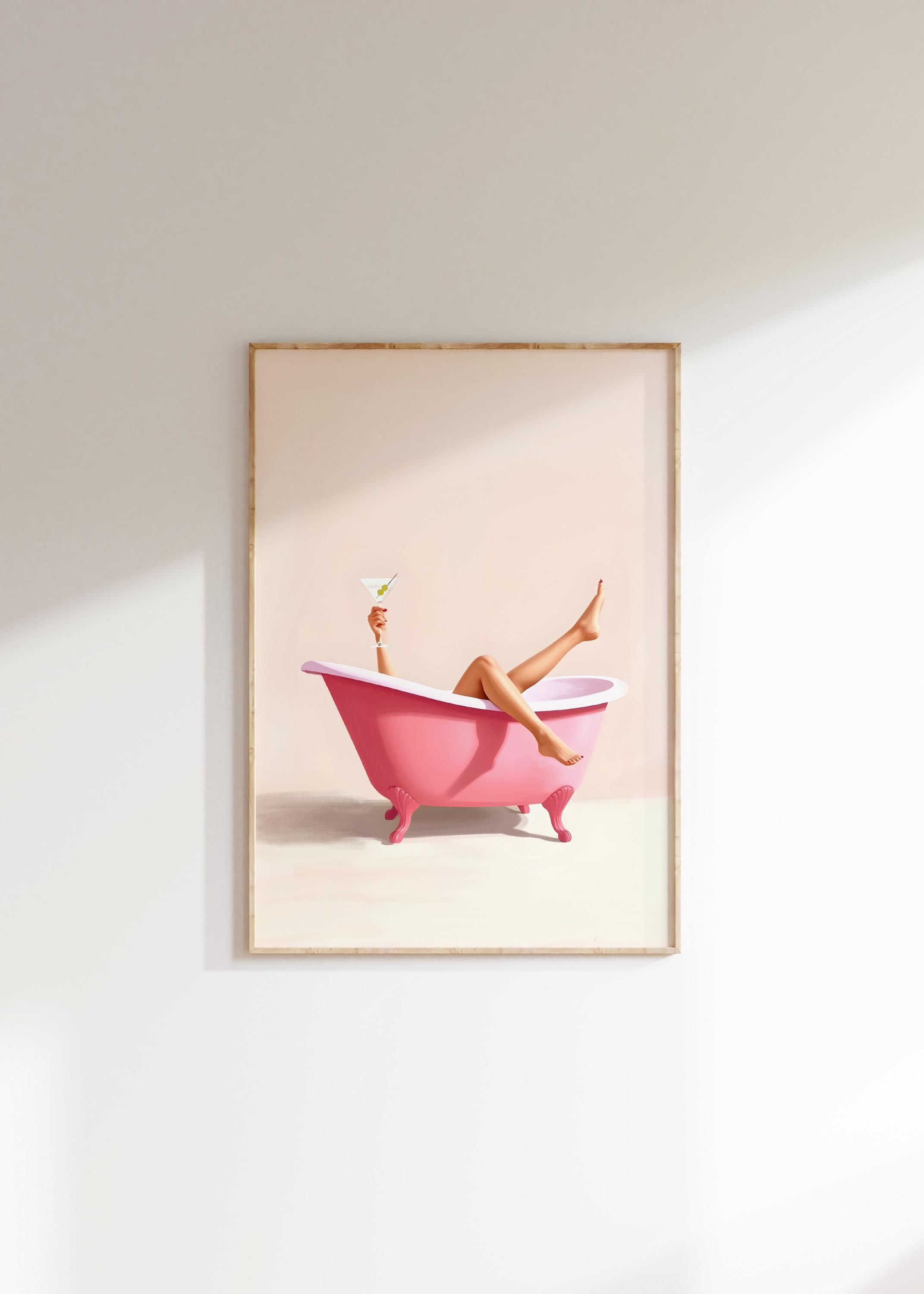 Cute Bathroom Wall Art Funny Bathroom wall art Print Trendy Minimalist pink girly wall art poster martini Bathroom poster Digital Download