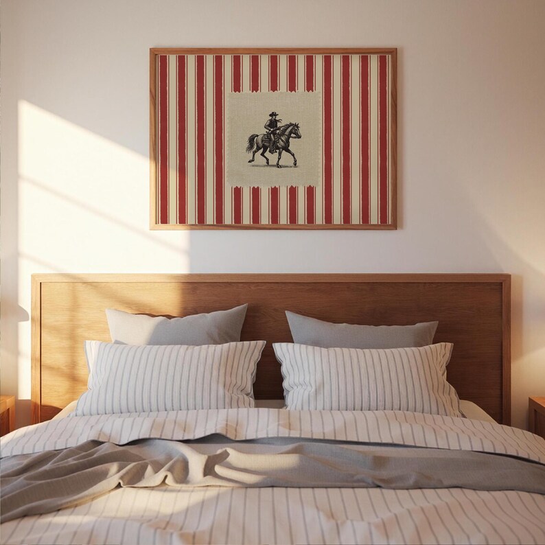 Vintage Striped Rodeo Print Western Bedroom Print Cowboy Wall Art ...