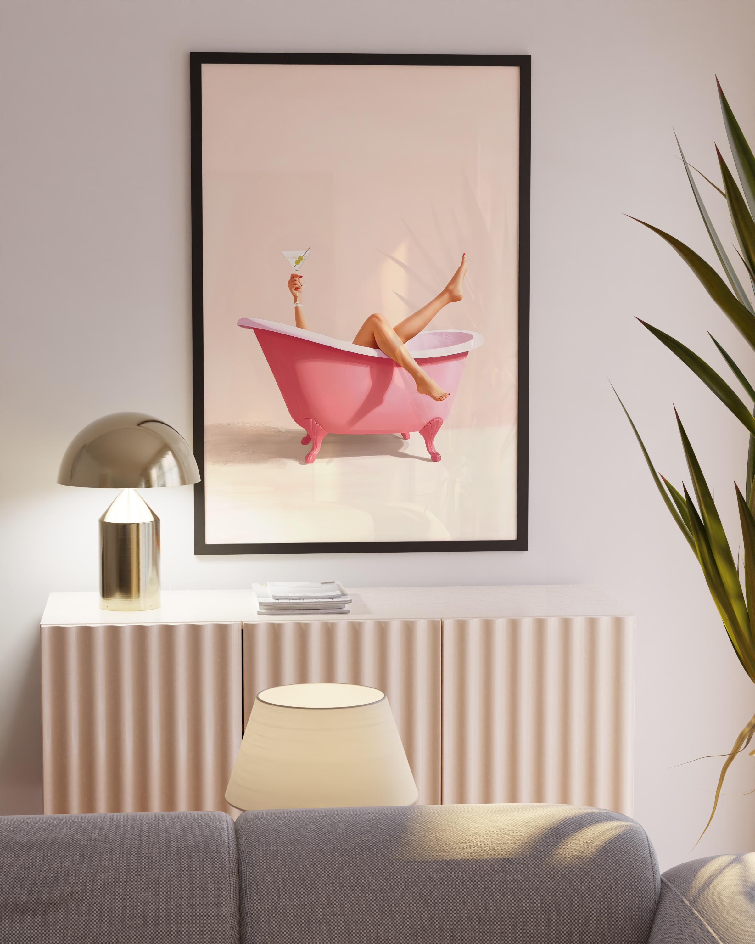 Cute Bathroom Wall Art Funny Bathroom wall art Print Trendy Minimalist pink girly wall art poster martini Bathroom poster Digital Download