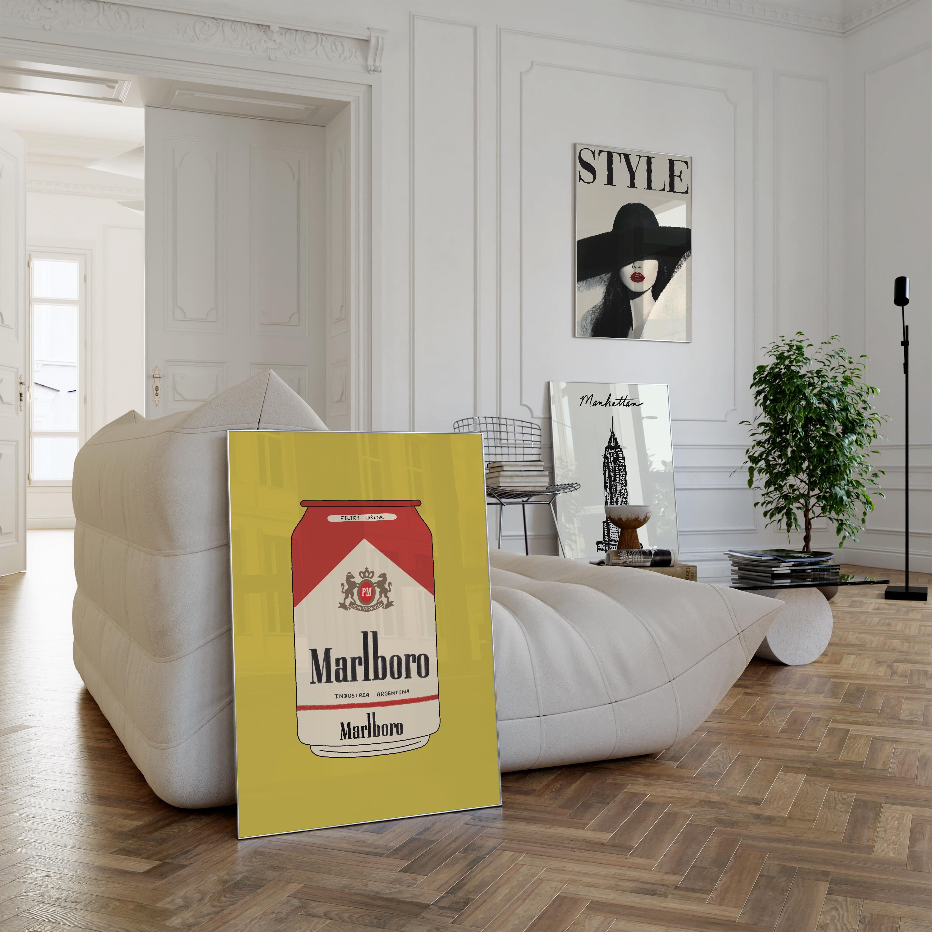 Vintage Marlboro Matchbox Print: Retro Bar Cart Wall Art (digital