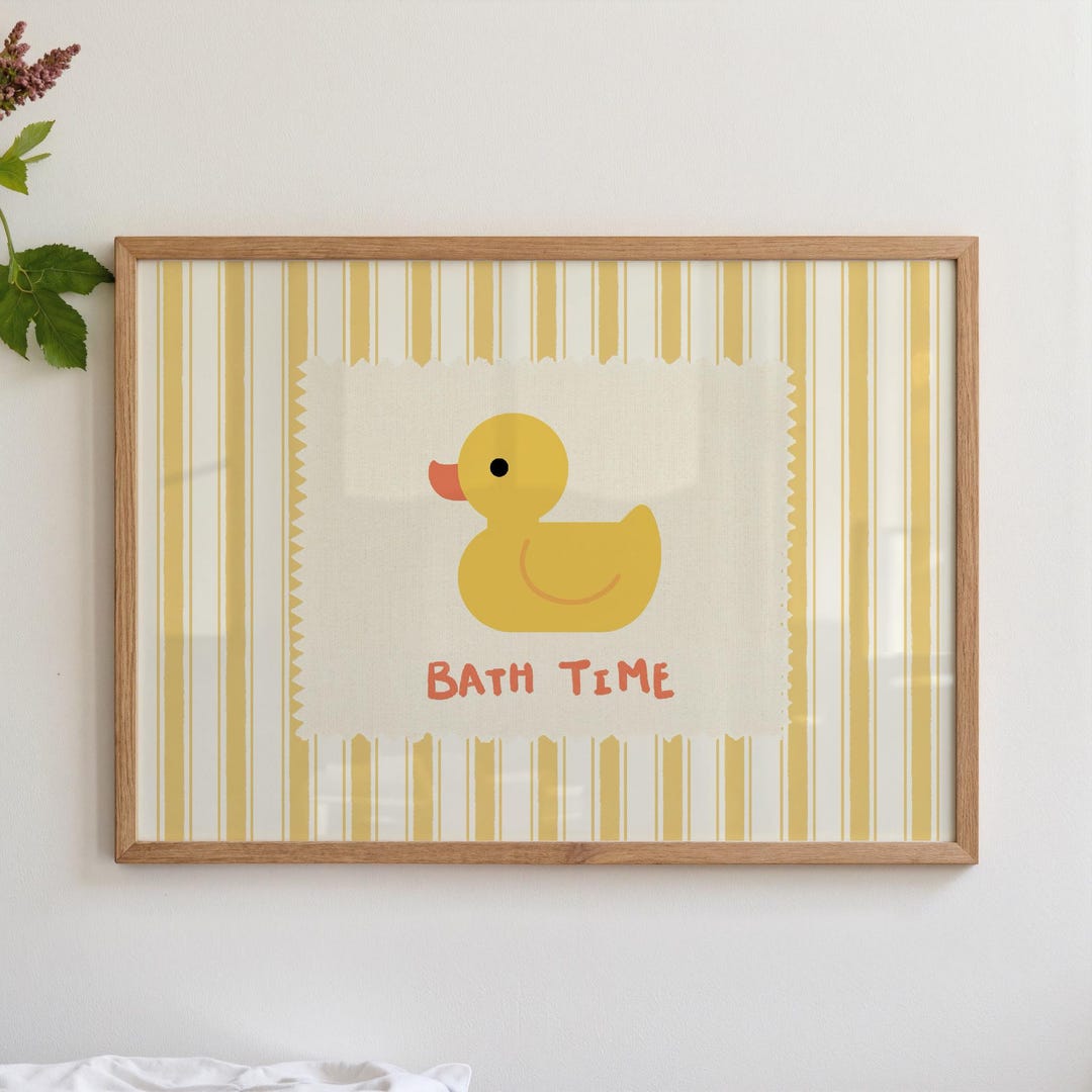 Playful Bathroom Wall Art Duck Nursery Decor | Minimalist Bath Time ...