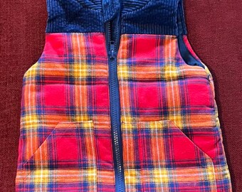 Elie Tahari Red Gilet Plaid Cotton Vest 2T